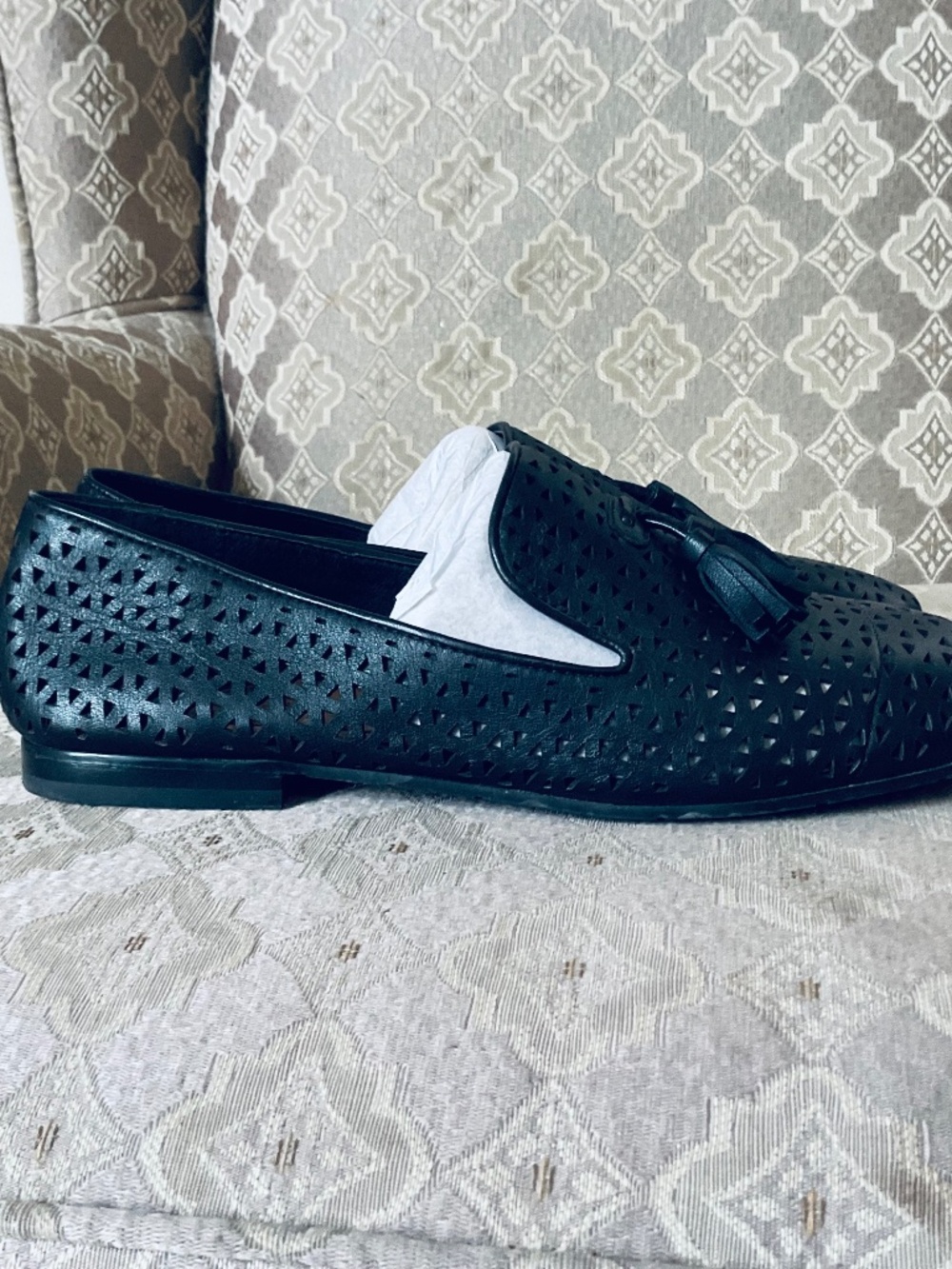 Patricia Nash Francesca Black Laser Cut Tassel Loafers Size 9 - NEW - Picture 4 of 8